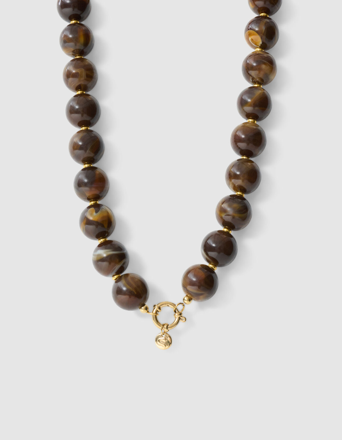 Ronde Beaded Ketting Bruin
