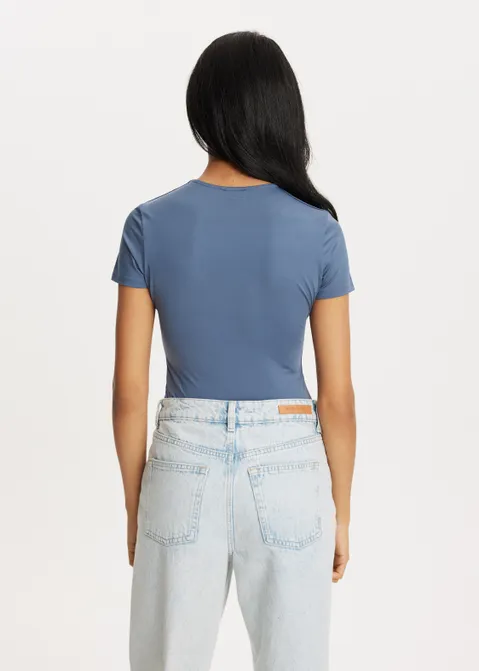 T-shirt met cropped model blauw (BLW.M)