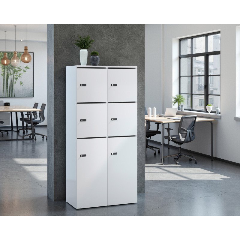 Casier de rangement de bureau Flexycaz 6 cases individuelles + 2 doubles L 80 x P 42 x H 173,5 cm + clé pass