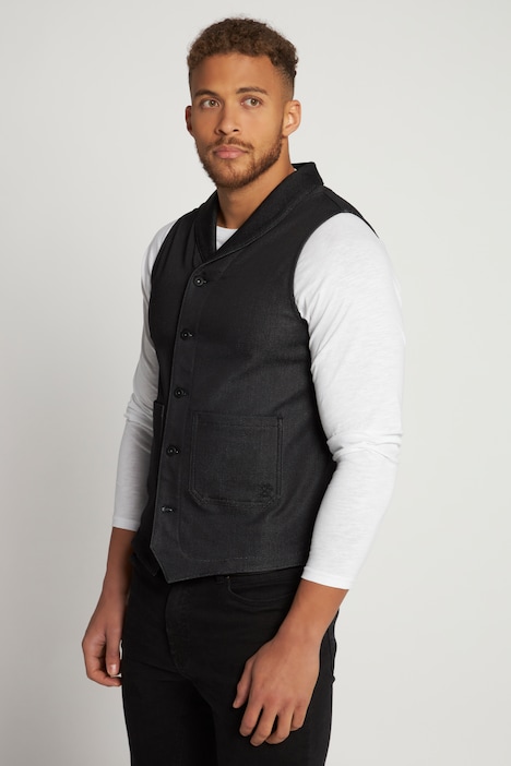 Weste, Jeans, Schalkragen, 2 Taschen