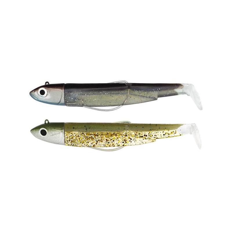 Kit Leurre Souple Arme Fiiish Double Combo Black Minnow 90 + Tete Plombee Off Shore