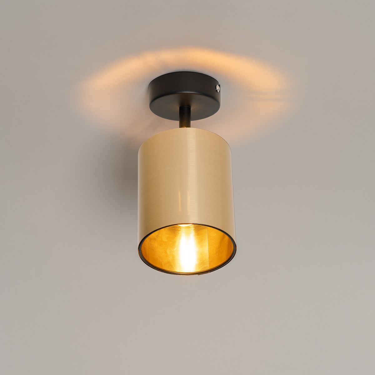 Moderne plafondspot zwart met goud - Lofty