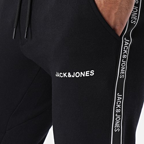 Pantalon Jogging A Bandes Twill Taper Noir