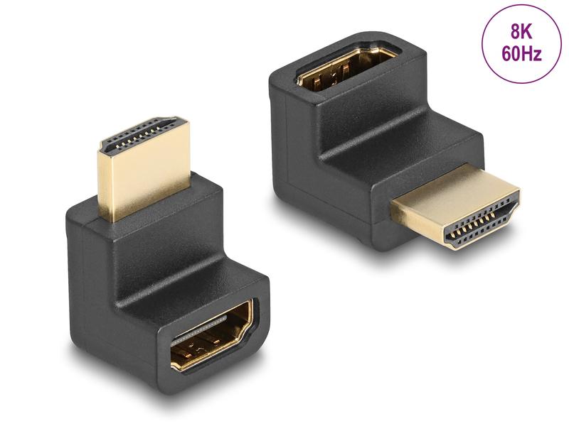 Delock Adapter gewinkelt HDMI - HDMI, 8K 60Hz Delock High Speed HDMI with Ethernet Adapter Stecker zu Buchse gewinkelt 8K 60 Hz schwarz