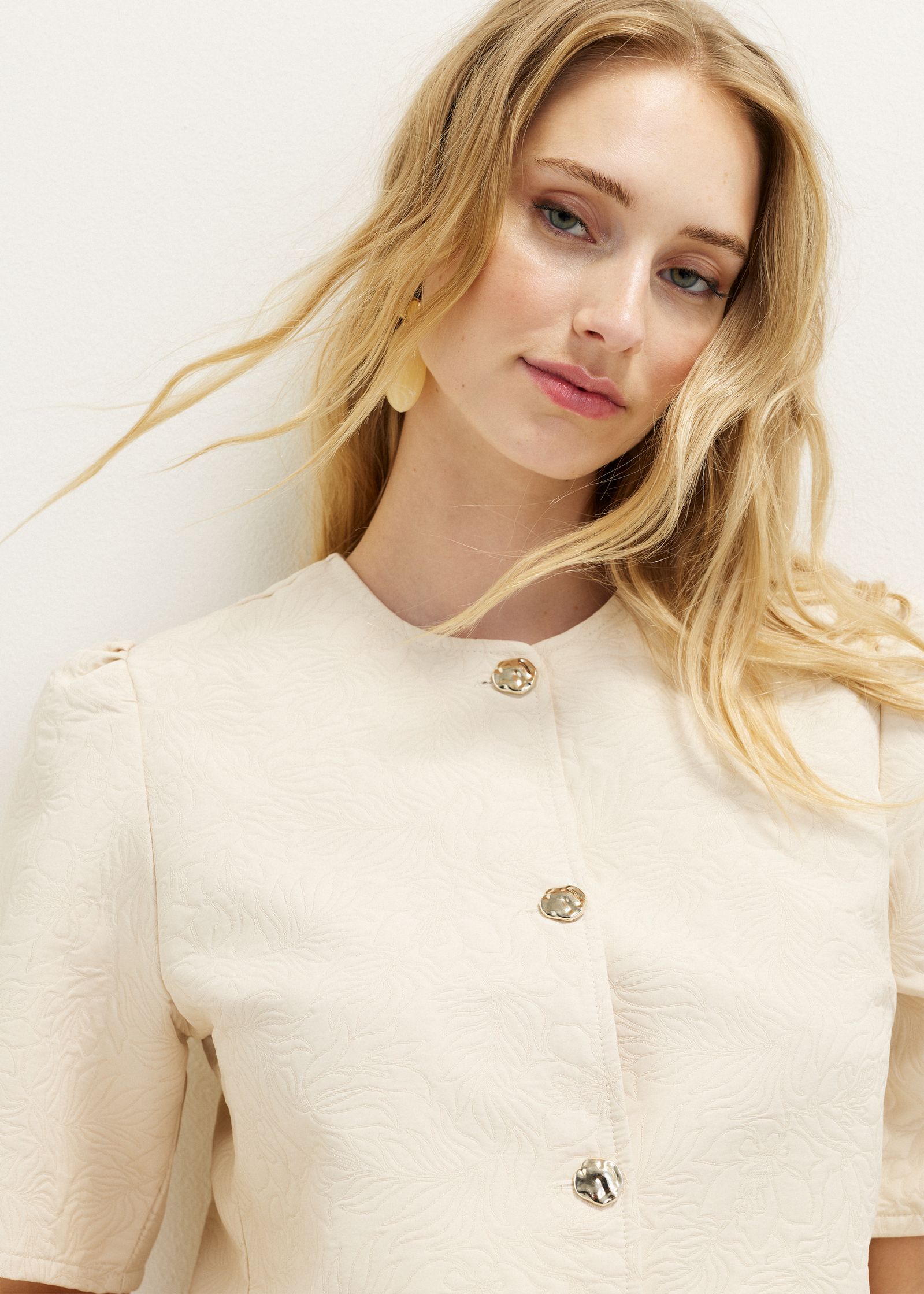 Blouse met jacquard details