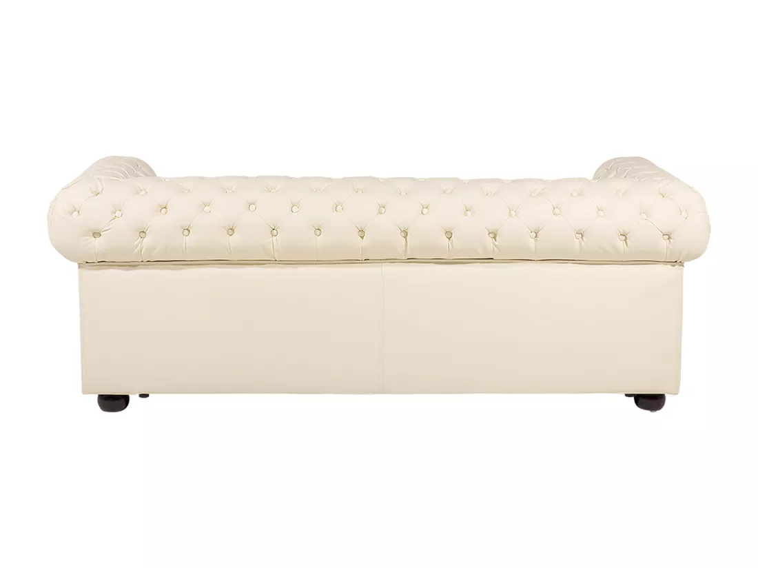 Canapé 3 places en cuir beige crème CHESTERFIELD
