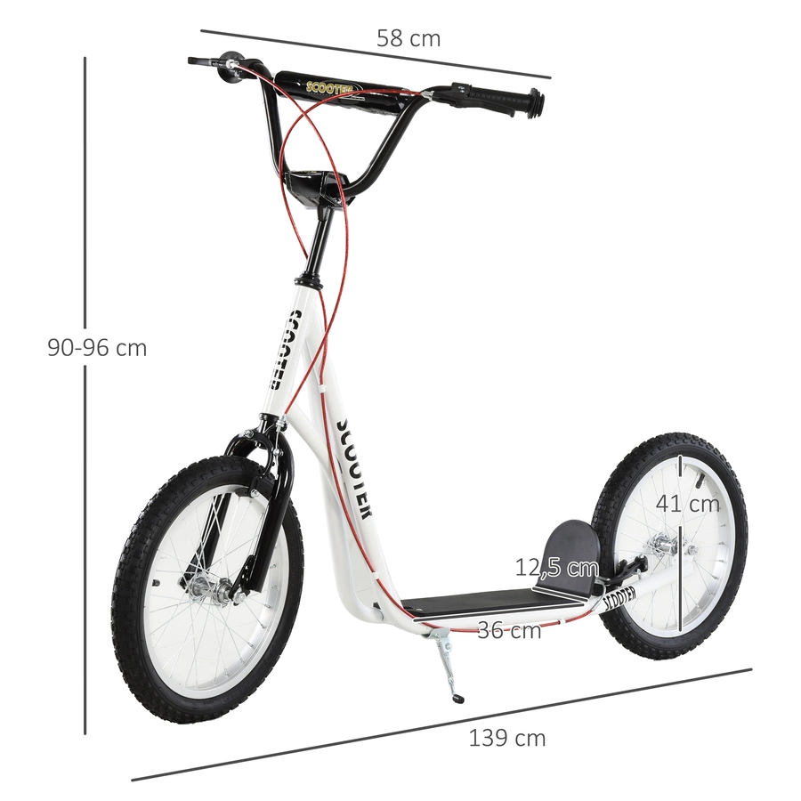 HOMCOM Kinderscooter mit Handbremse weiß