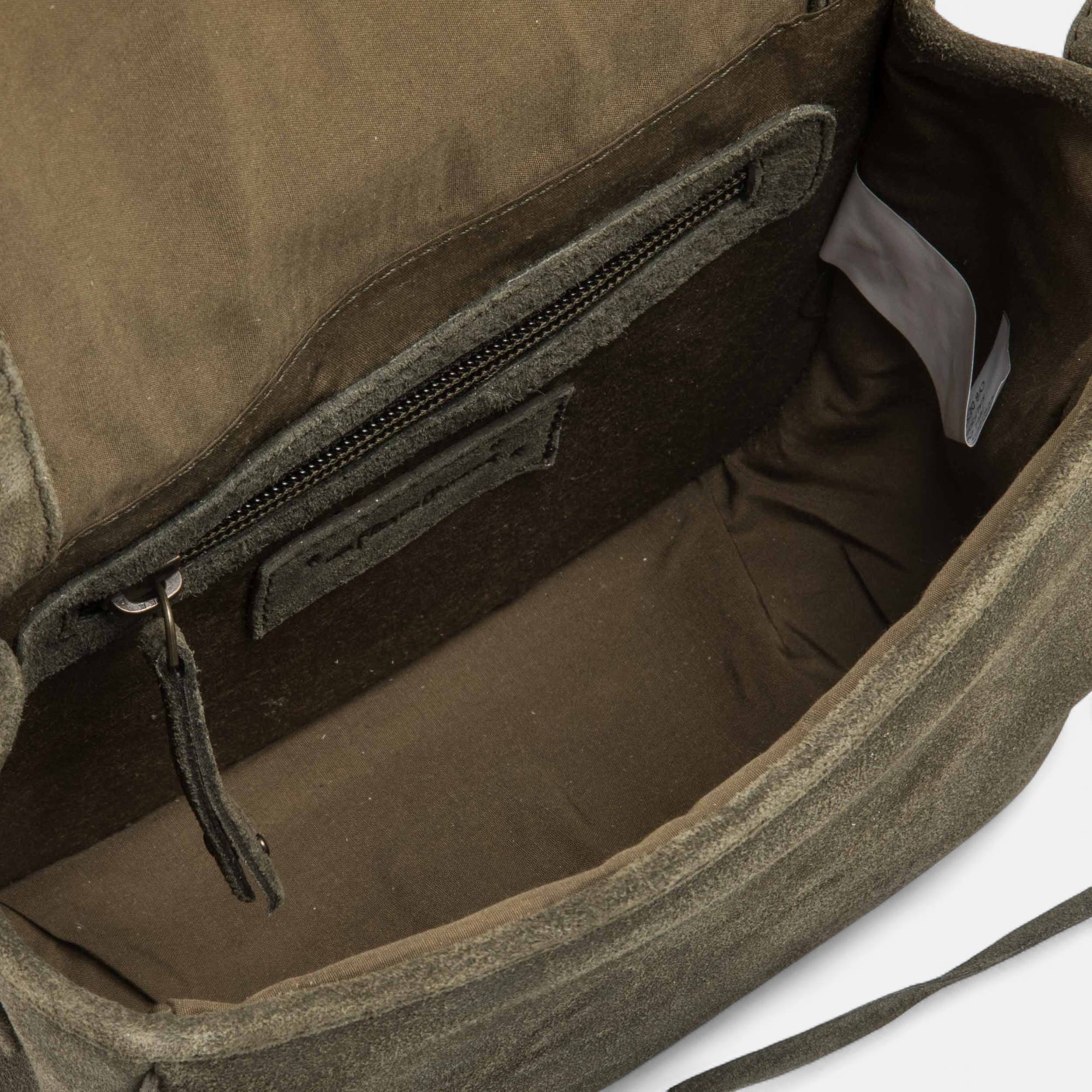 Sac bandoulière en cuir kaki