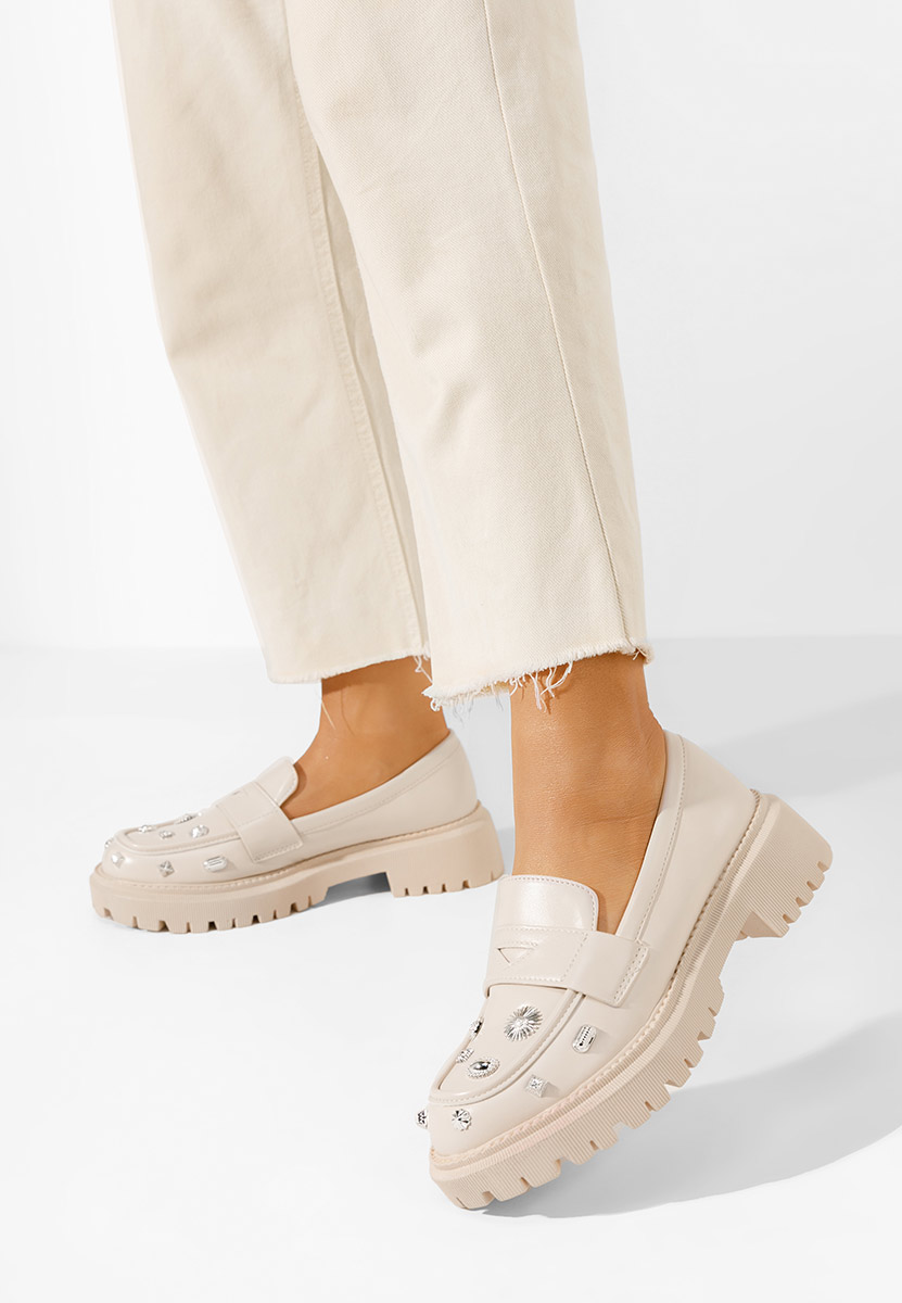 Mocassins élégants femme beige Setta