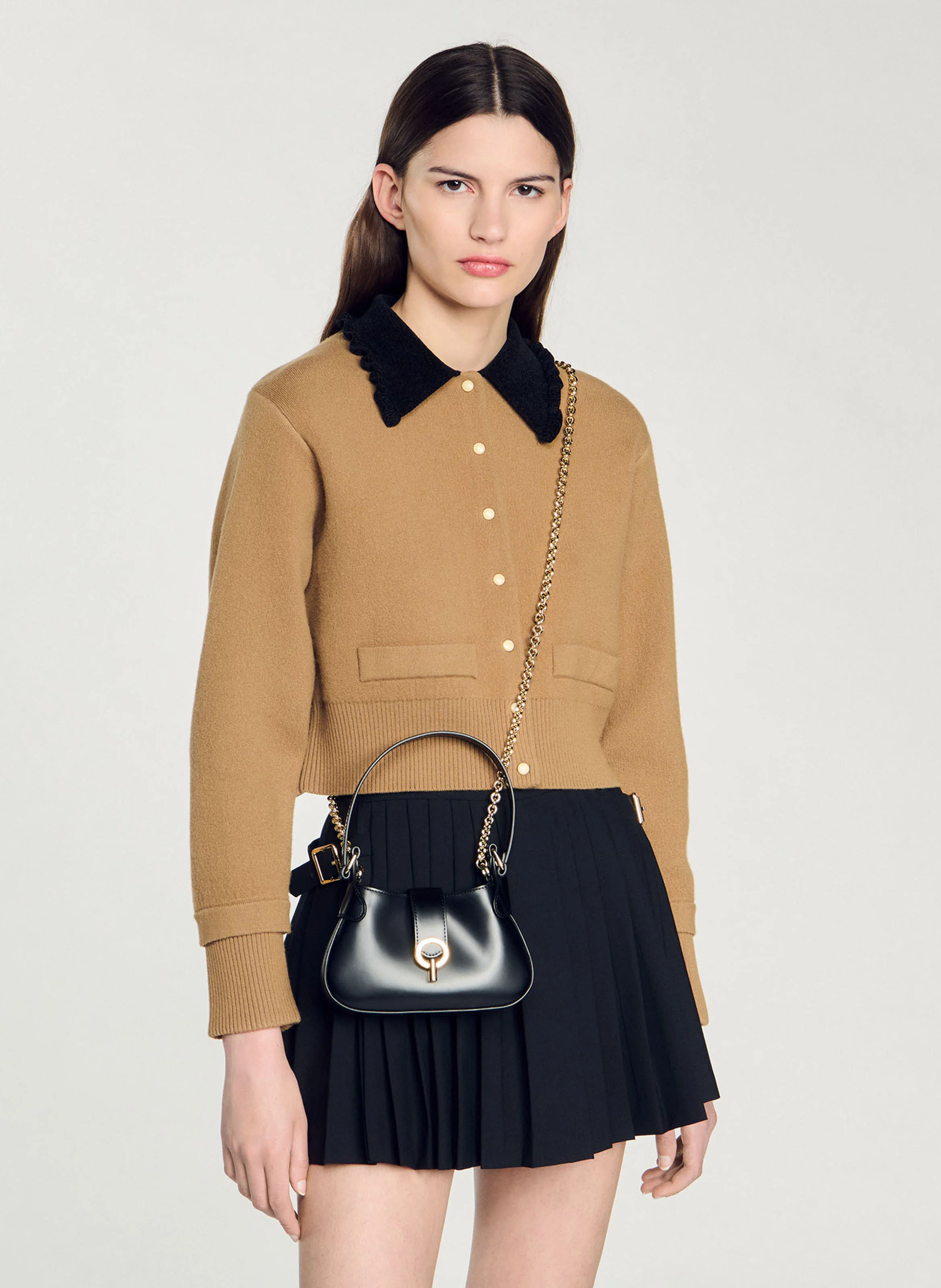 Sac porté épaule en cuir | Noir