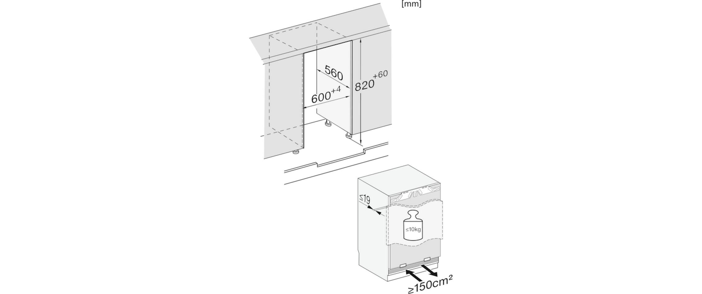 Einbaukühlschrank KU 7030 D<br>Unterbau-Kühlschrank