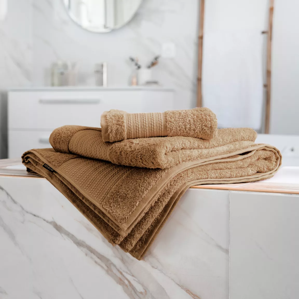 Serviette de bain coton bio (70 x 130 cm) Méline Camel