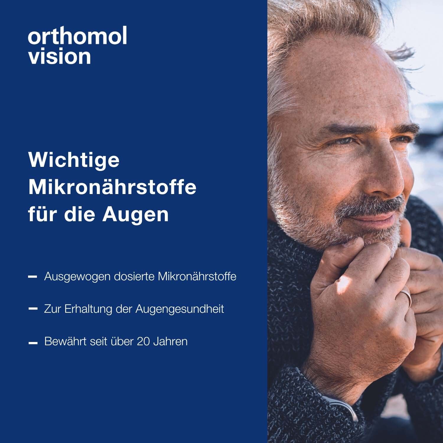 Orthomol Vision - wichtige Mikronährstoffe für die Augen - Nahrungsergänzung mit Lutein, Zeaxanthin, Omega-3-Fettsäure – Kapseln