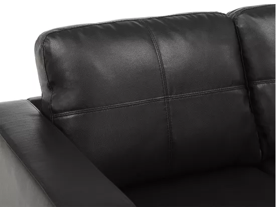 Canapés 3 places 2 places et un fauteuil en simili ACKLEY - Noir