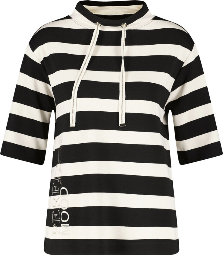 Gerry Weber T-SHIRT 3/4 SLEEVE Black/cream yarnstrpe