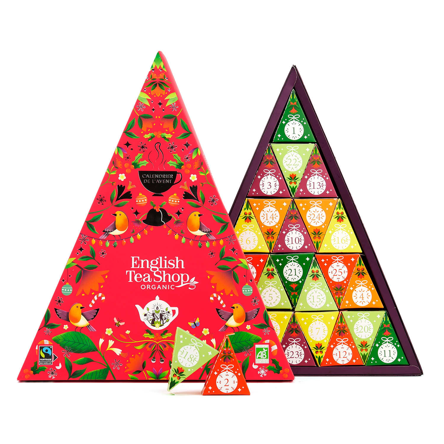 Calendrier de l'avent 25 thés bio English Tea Shop triangle rouge