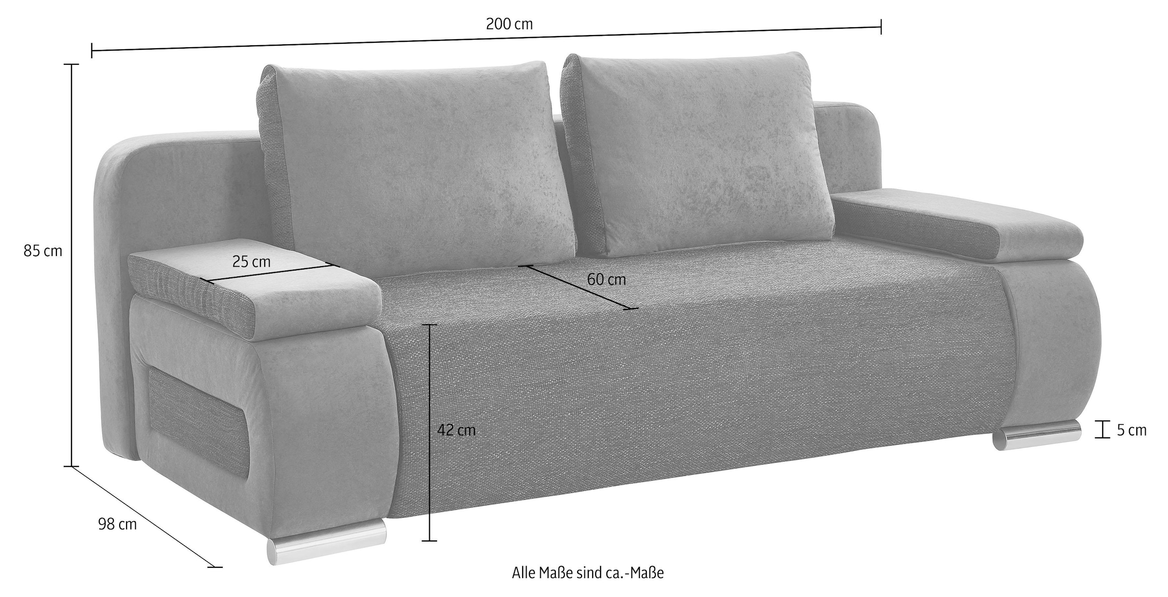 COLLECTION AB Schlafsofa »Moritz« mit Bettfunktion und Bettkasten, komfortabler Federkern