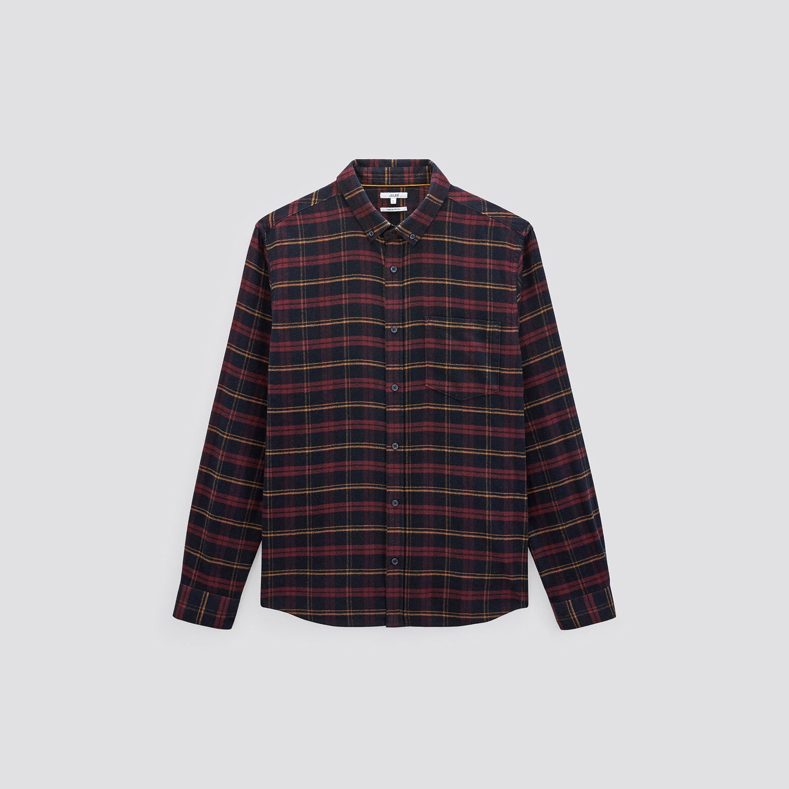 Chemise regular carreaux coton recyclé flanelle Bordeaux