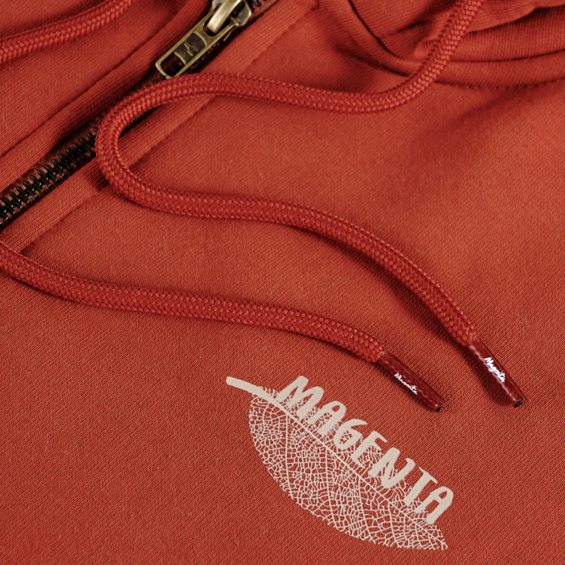 SWEAT À CAPUCHE ZIPPÉ À MOTIFS BOTANIQUES - ORANGE