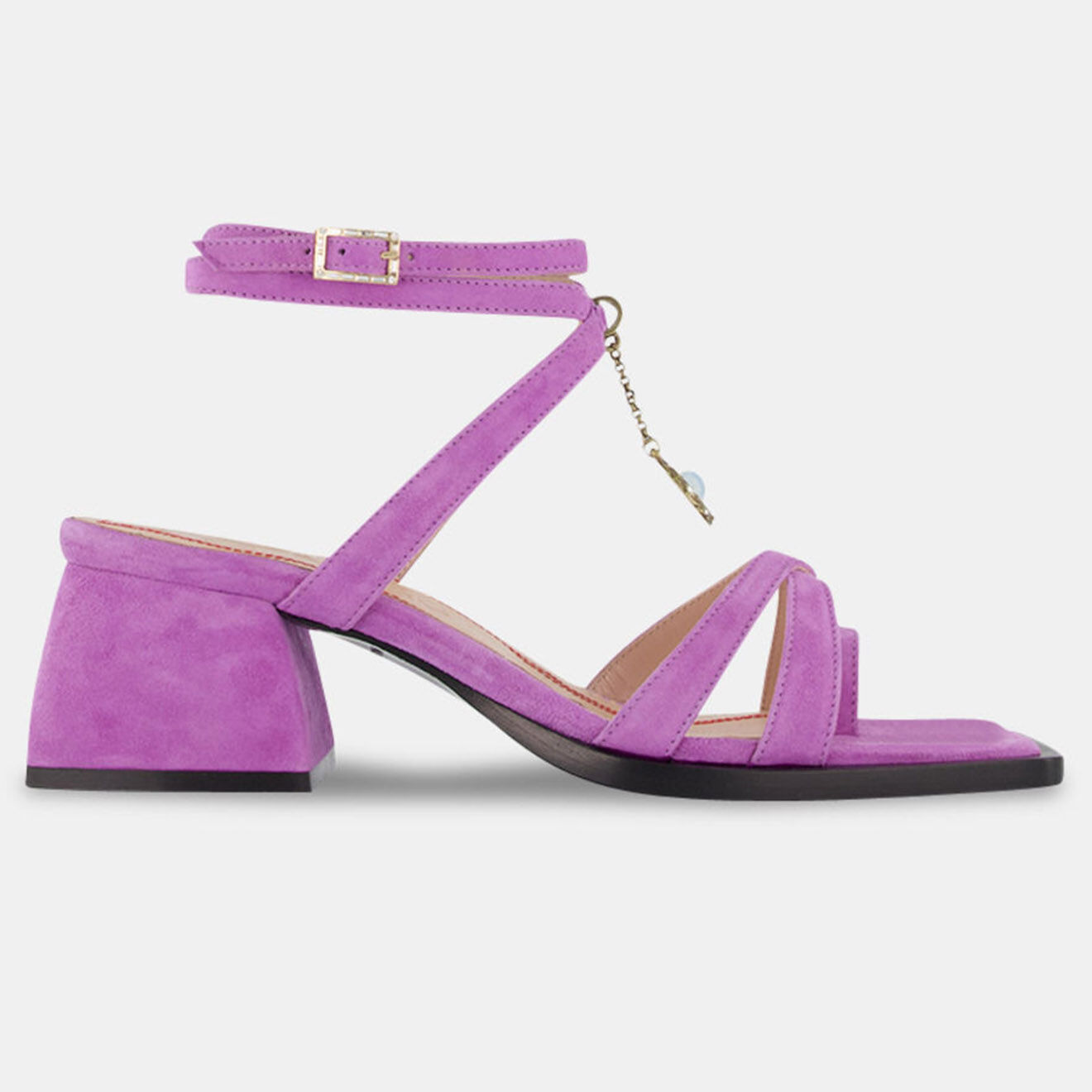 Nodaleto Sandales en Velours de Cuir violettes - Talon 5 cm