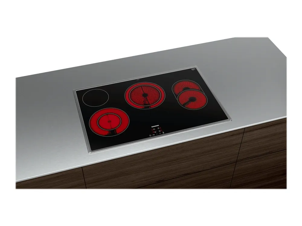 Siemens iQ300 ET845HH17 - Keramisk kogeplade - 4 plader - Niche - bredde: 78 cm - dybde: 50 cm - med rustfrit stål-pynt - sort/rustfrit stål