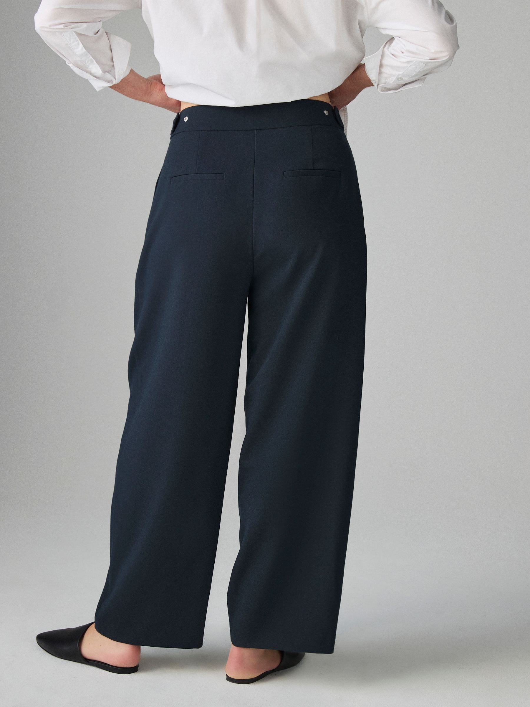Donker blauwgroen - Barrel Tailored Trousers