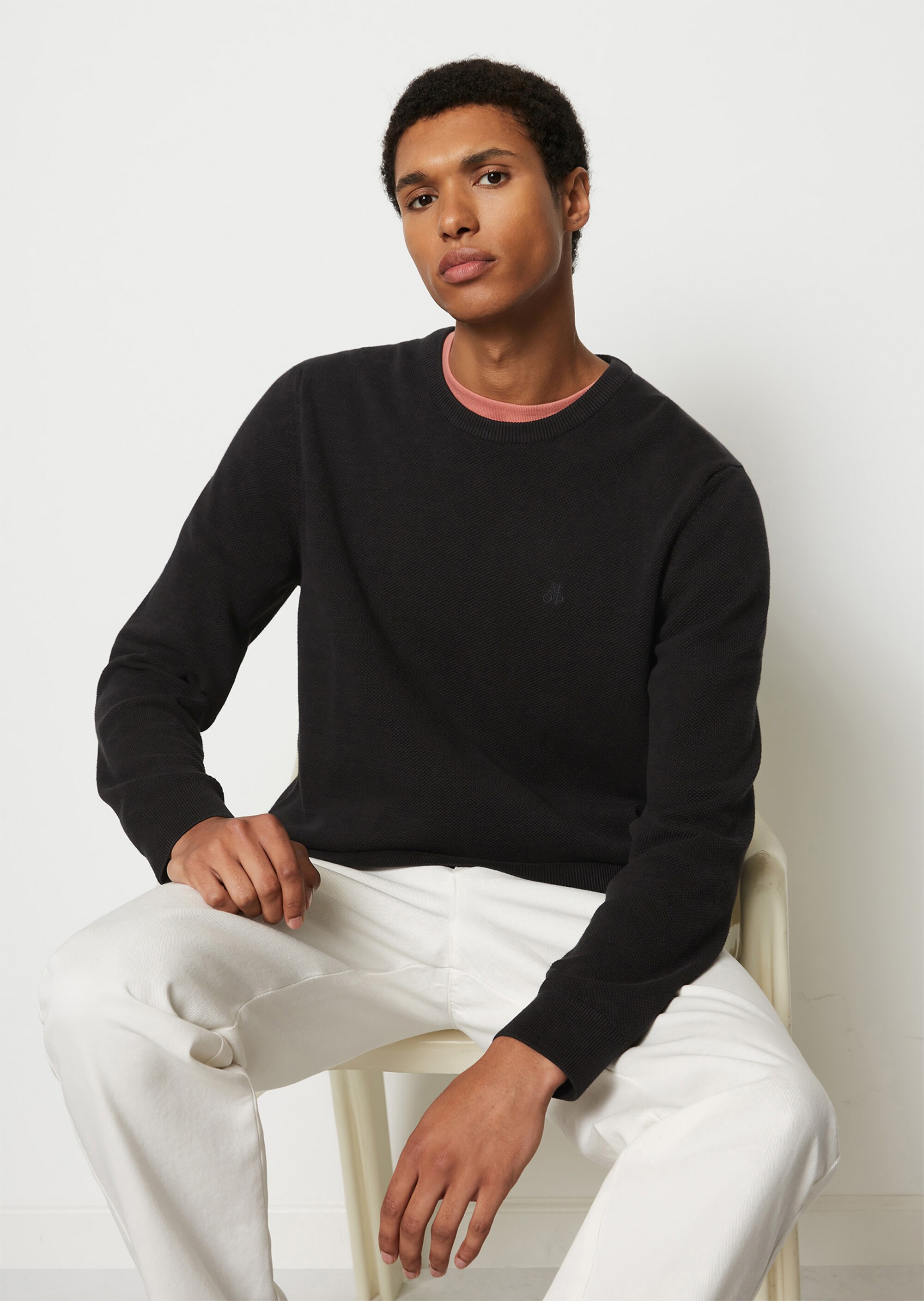 Pullover regular mit feiner Piqué-Struktur