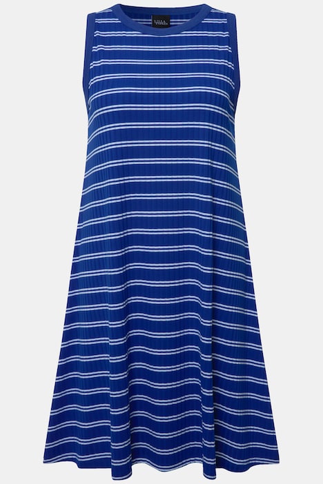 Midikleid, Rippjersey, A-Linie, Rundhals, ärmellos