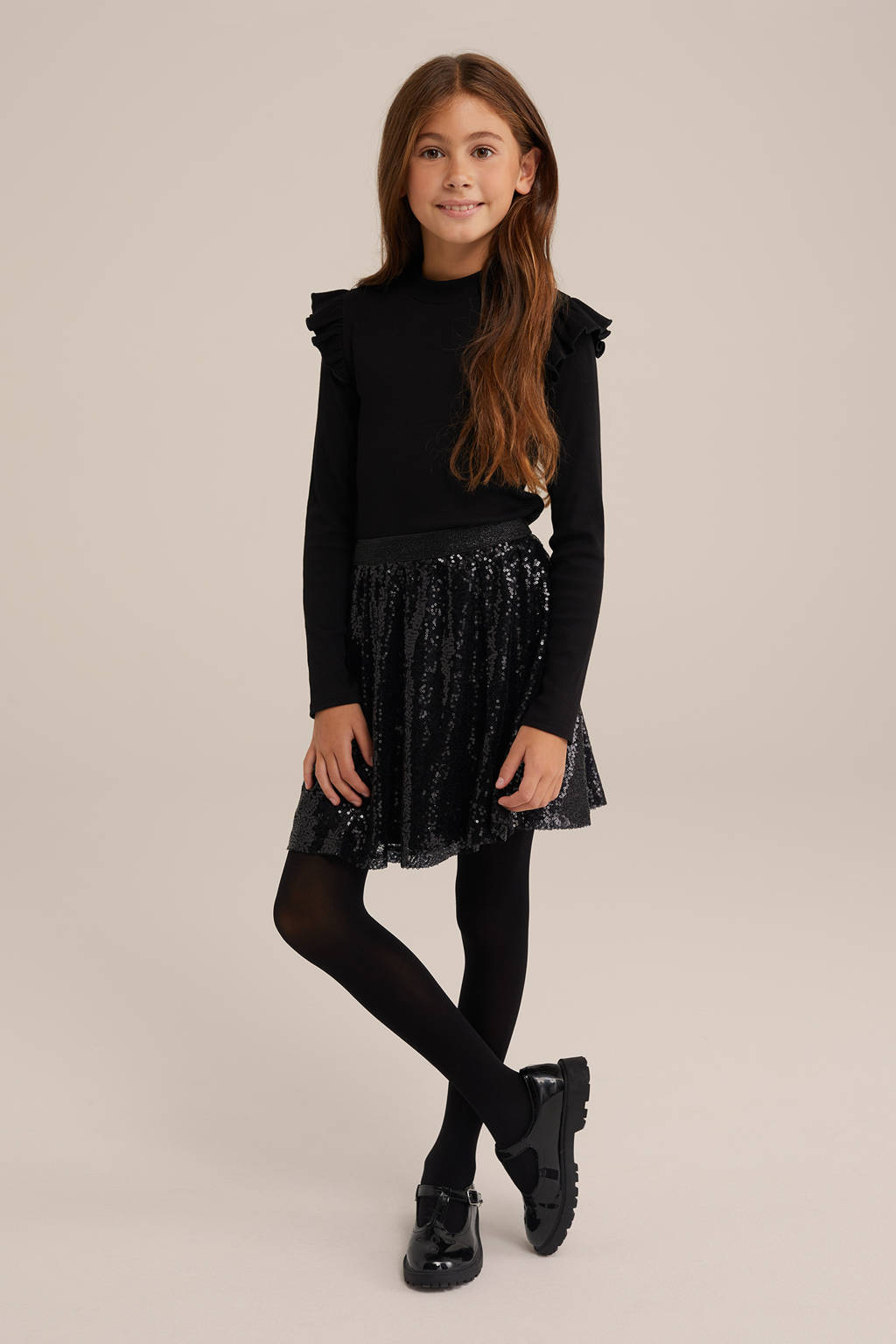 WE Fashion strokenrok pailletten zwart