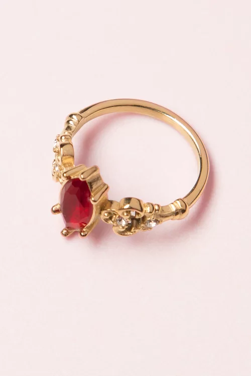 Topvintage Boutique Collection Queen off duty ring in goud en rood