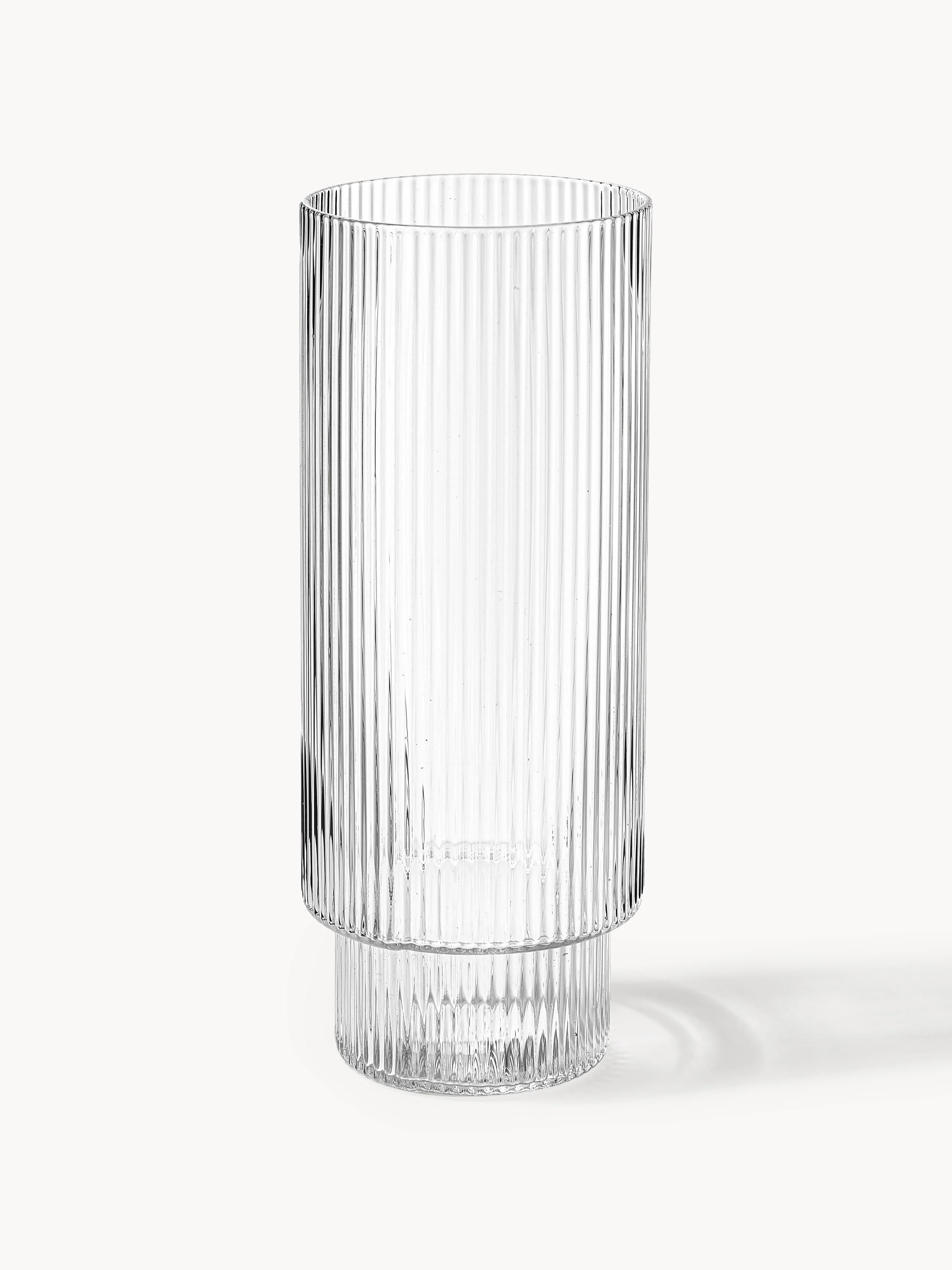 Mondgeblazen longdrinkglazen Ripple met groefreliëf, 4-delig