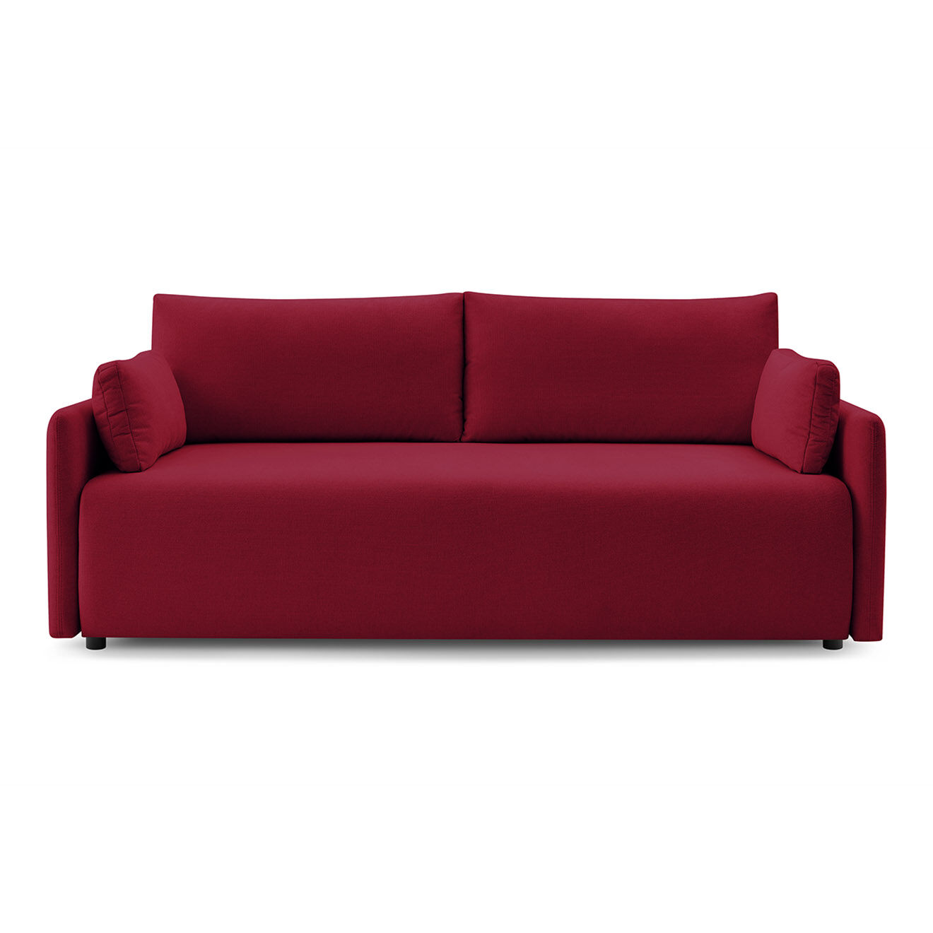 Bobochic Canapé droit convertible coffre marcel tissu lisse rouge - 211x100x86 cm