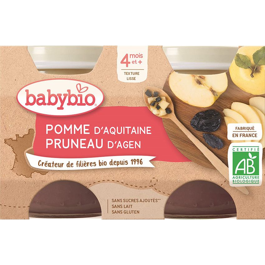 Petits pots sucrés de Pomme et Pruneau d'Agen 2x130g - Doré