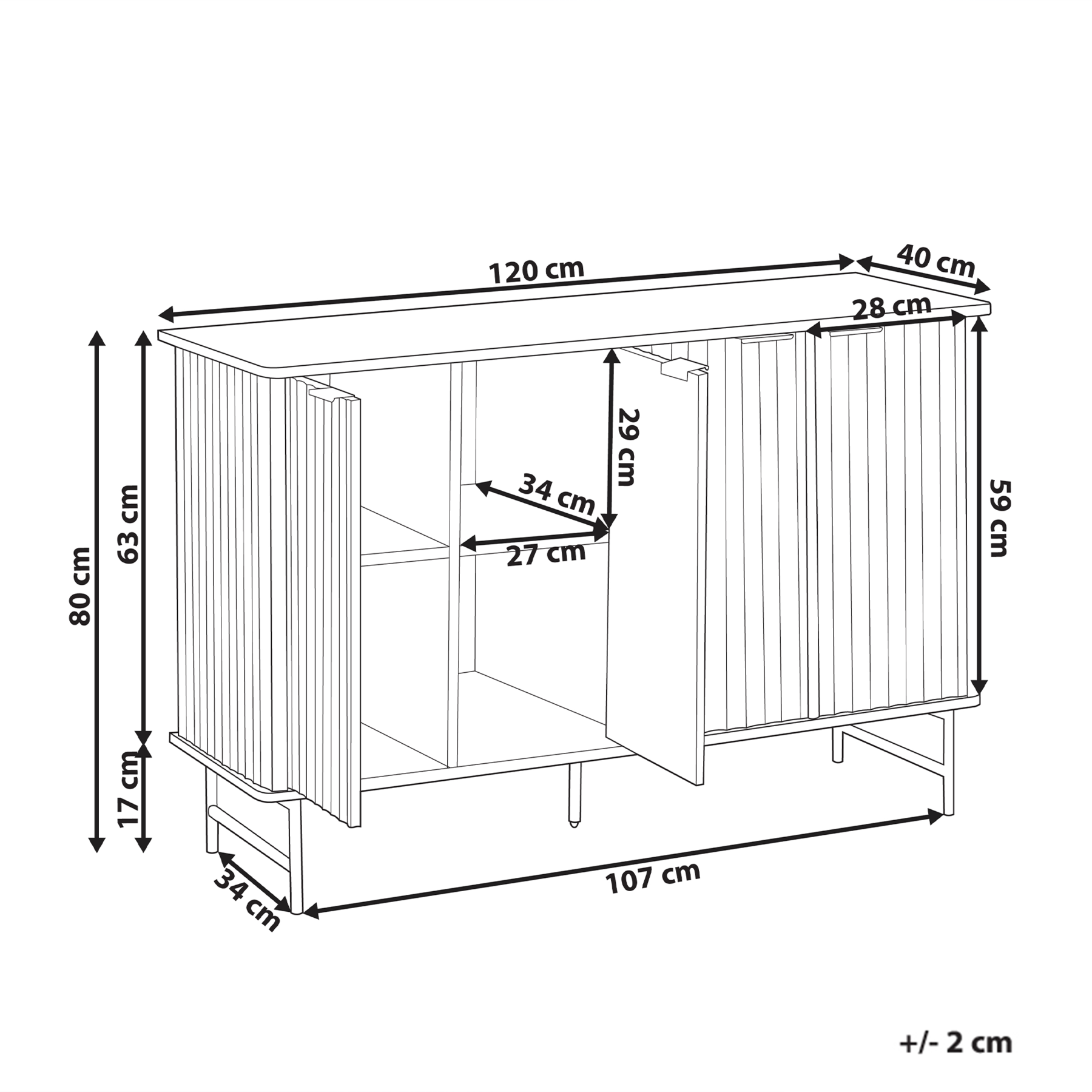 Beliani - GLASTONBURY - Dressoir - Zwart - MDF