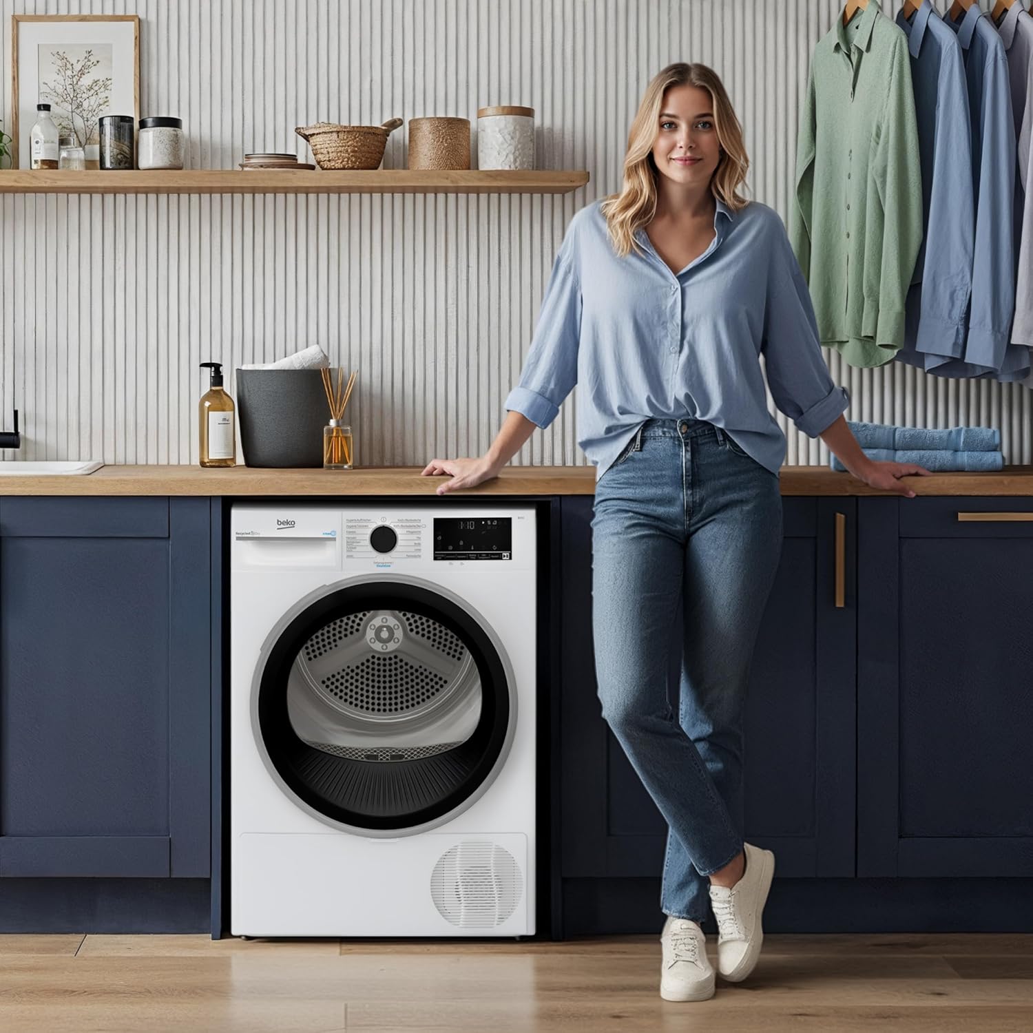 Beko B3T4224SD Wärmepumpentrockner, Wäschetrockner, 8 kg, allergikergeeignet, Hygiene Trocknen & Hygiene Auffrischen, SteamCure Dampffunktion, 15 Programme, Express, Weiß