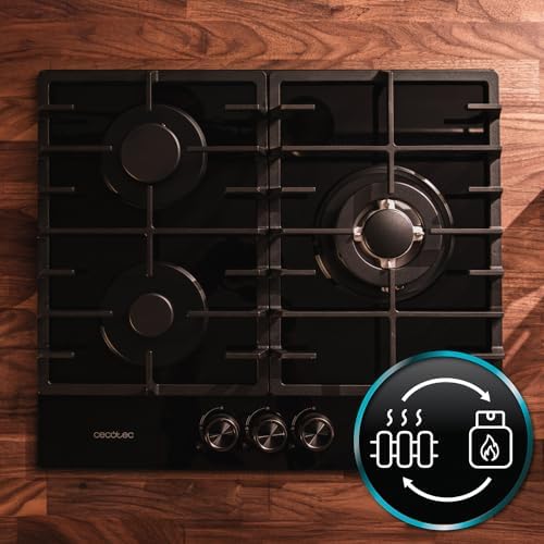 Cecotec Plaque à gaz Bolero Squad G 4200S Glass Black. Plaque à gaz avec 4 feux, finition verre noir, puissance 8000W, grilles individuelles et allumage électrique avec sécurité des vannes. : Cuisine et Maison