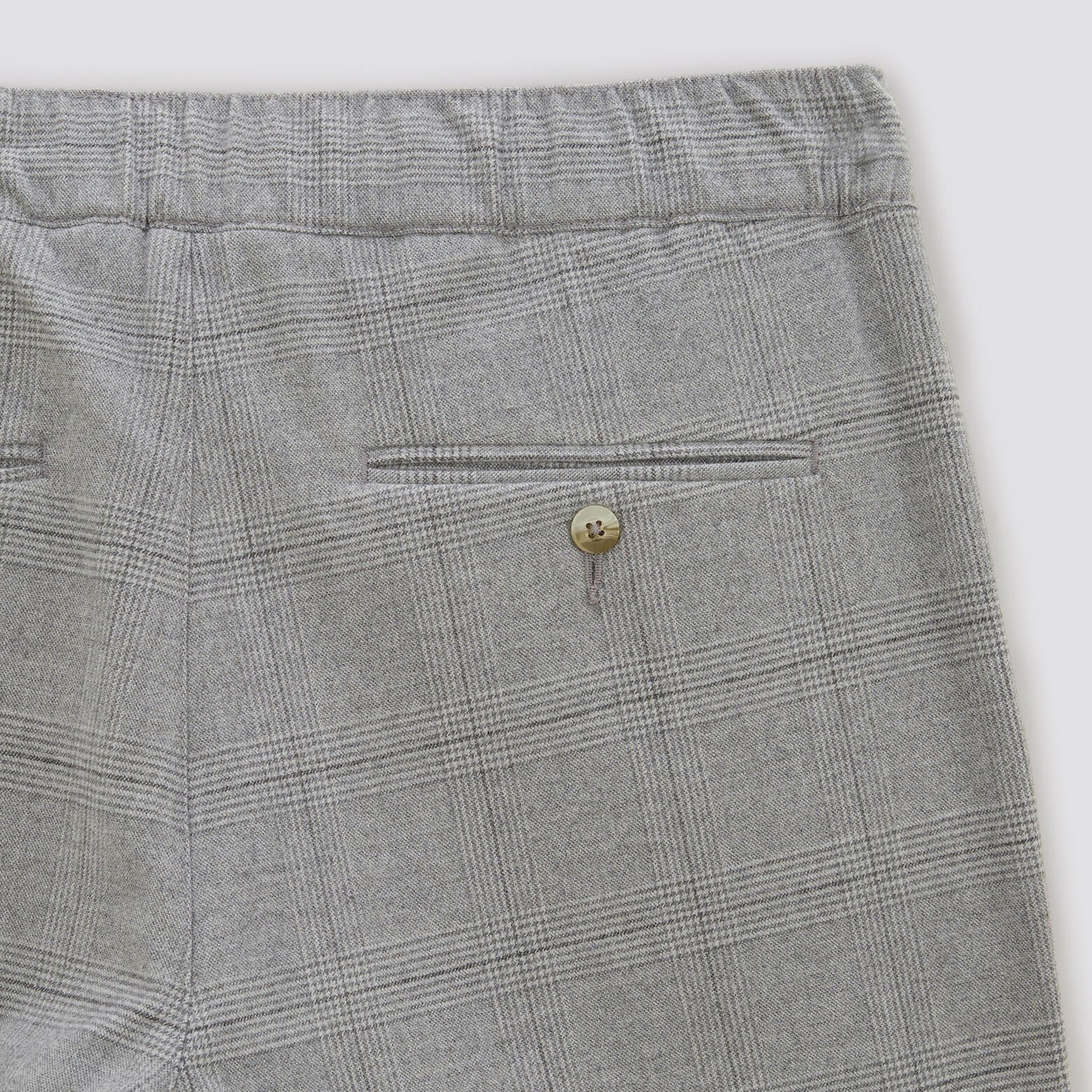 Pantalon chino slim ceinture élastiquée à carreaux Gris clair