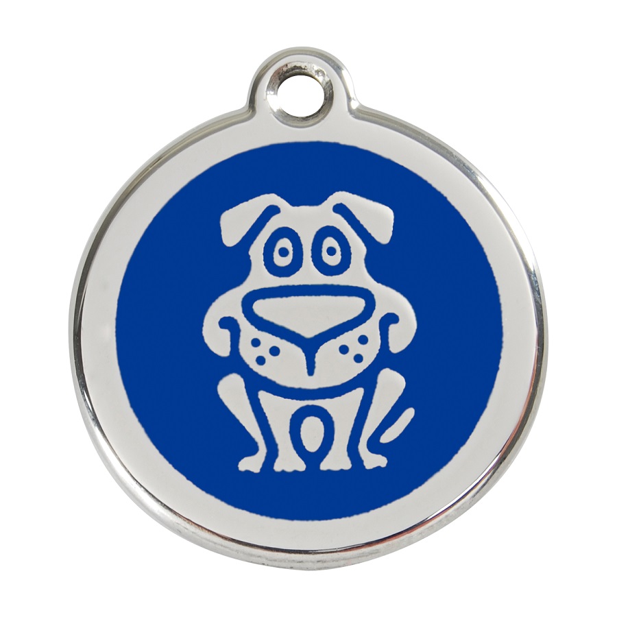 Placa de identificação para cães em aço inoxidável esmaltado - Azul