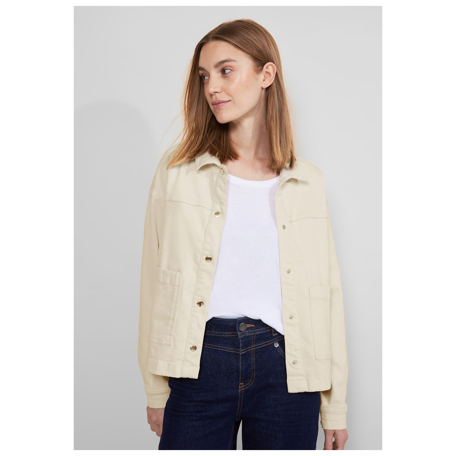 Street One LTD QR Denim-Jacket,ecru