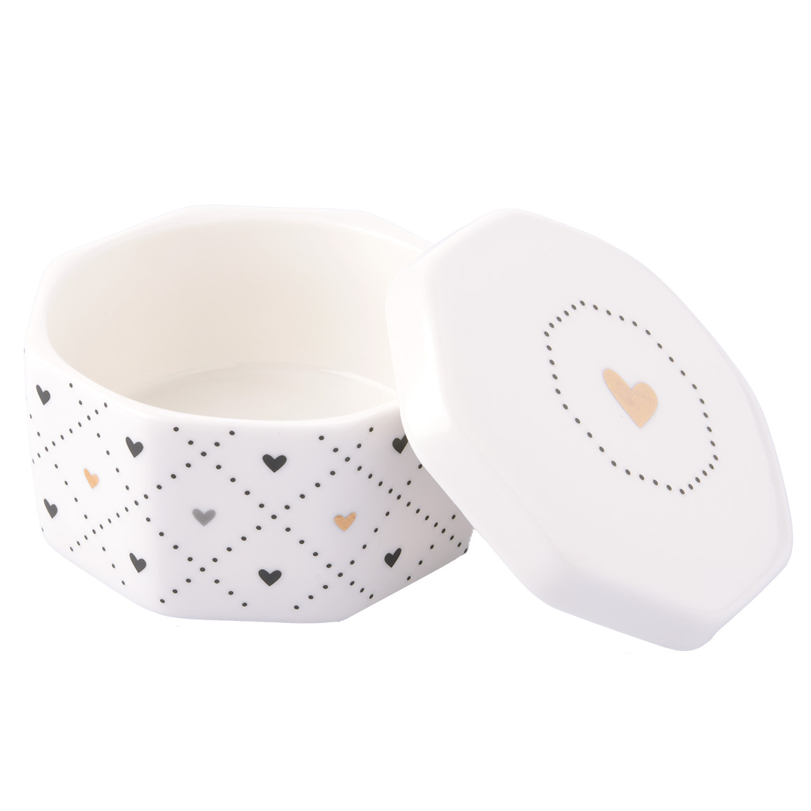 My Home Kleine Schale mit Herzchen weiss