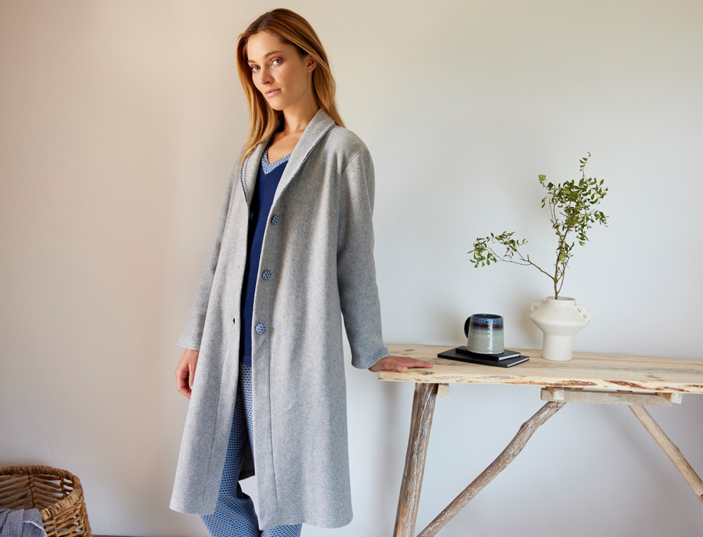 Robe de chambre femme-Bleu de minuit