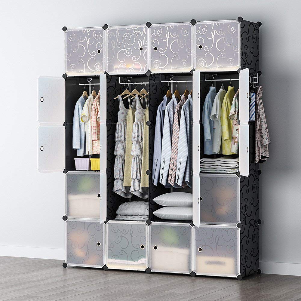 Kleiderschrank Steckregal schwarz / weiss 20 Boxen