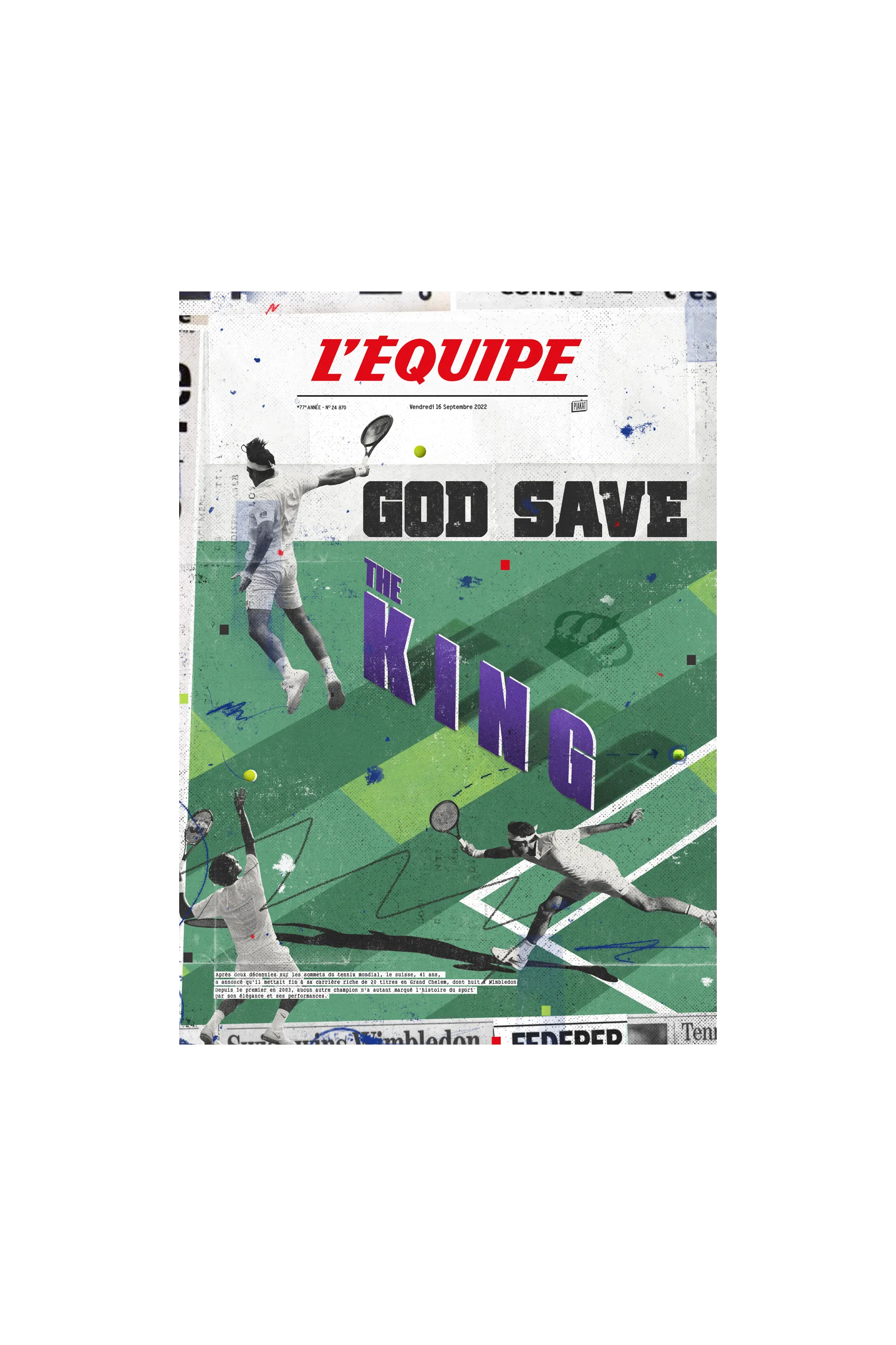 PLAKAT Affiche L'Equipe - Federer (digigraphie) Multicolore