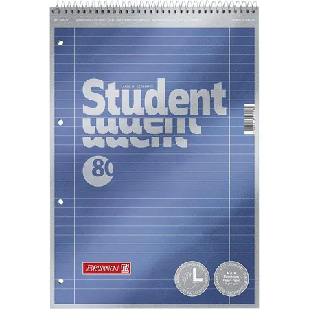 BRUNNEN Collegeblock Student A4 liniert, Lin. 27 blau-metallic
