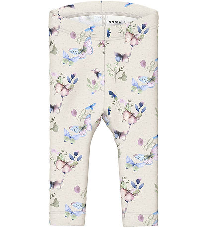 Name It Leggings - NbfBela - Peyote Melange m. Schmetterlinge