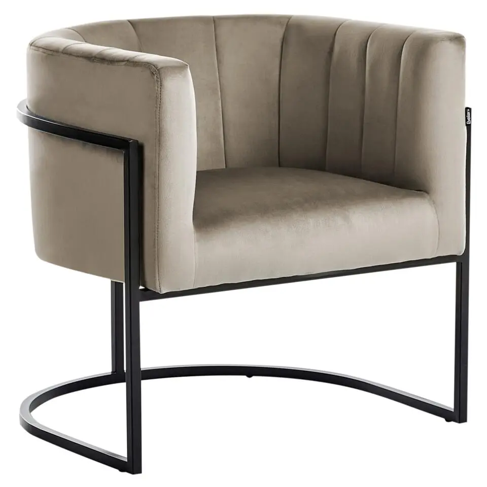 LARVIK II - Fauteuil - Taupe - Fluweel