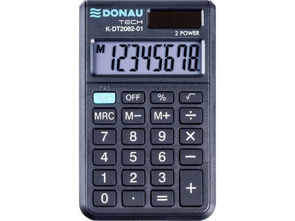 Donau-kalkulator DONAU TECH lommekalkulator, 8-sifret. display, dimensjoner 97x60x11 mm, sort