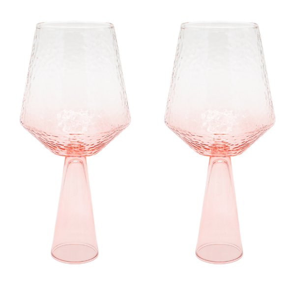 BrÃ»t Homeware, Wijnglas Claude, roze, set van 2