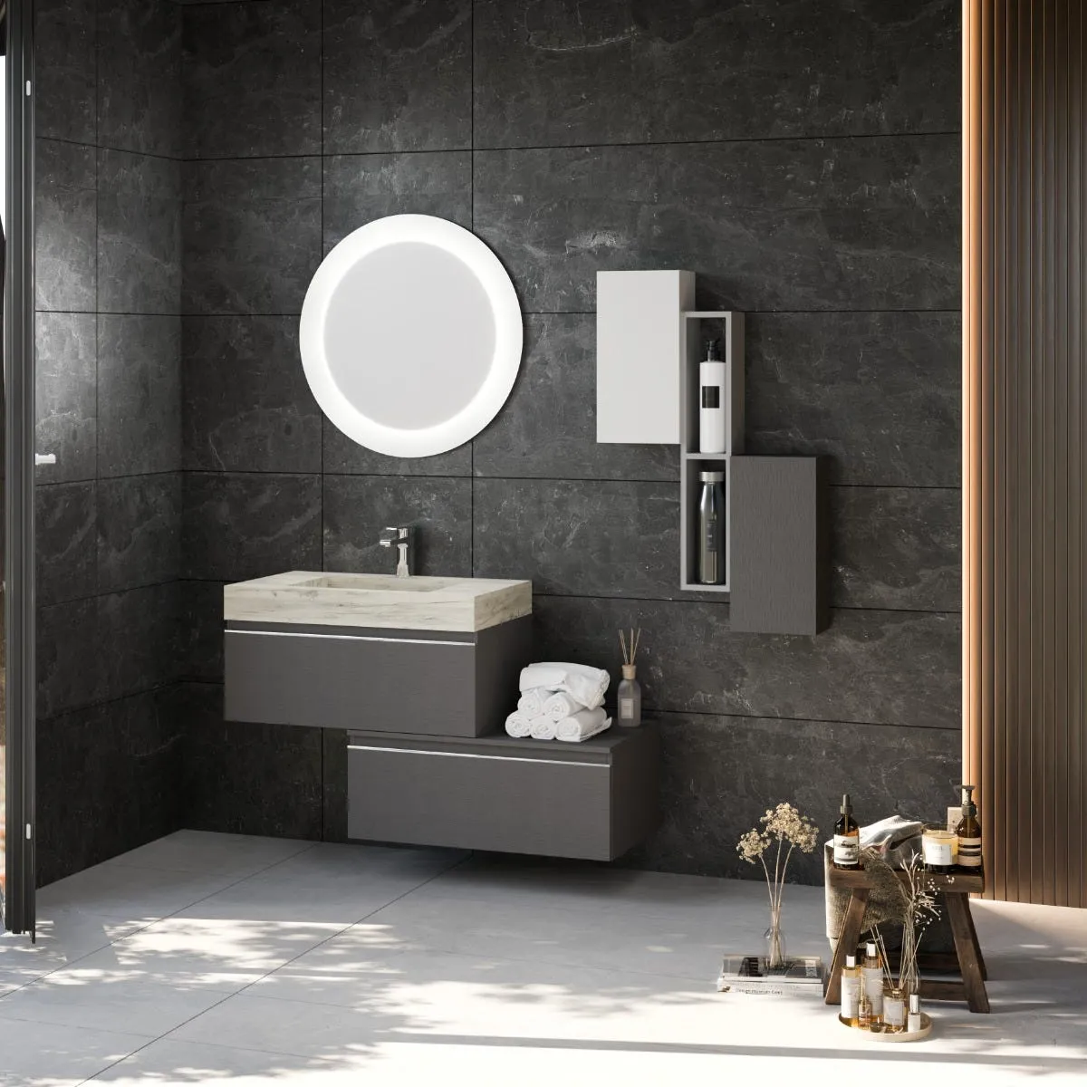 Kiamami Valentina Diamante - Meuble de salle de bain gris foncé 120 cm