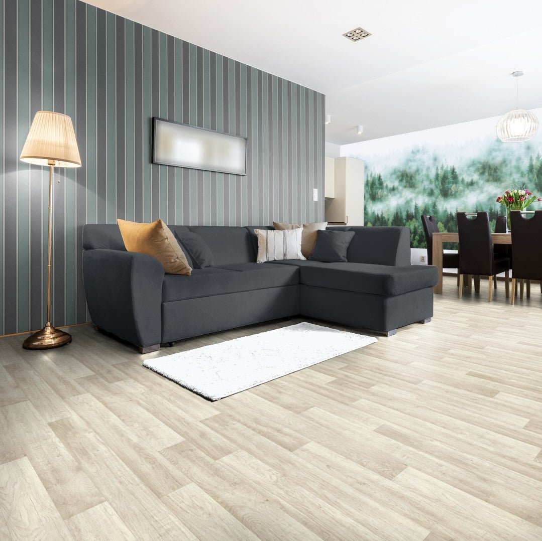 PVC-vloer, per meter verkocht, lichte houtlook vinylvloer met schuimrug, 200 cm breed (per meter verkocht)